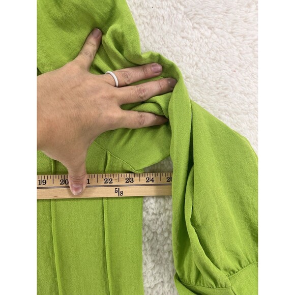 John Mark Rayon Tunic Large Wired Collar Green Lagenlook Artsy Long Sleeve Top - Picture 3 of 8